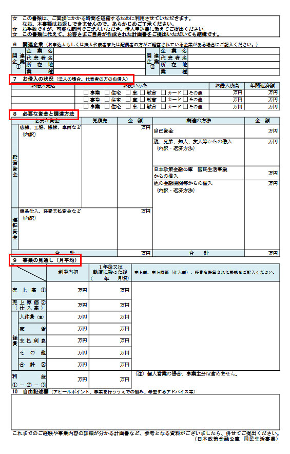 事業計画書の右側